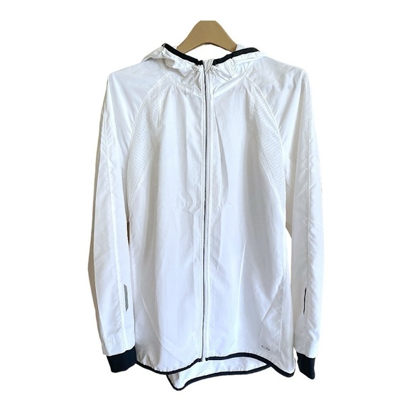 Champion Lightweight Polyester Jacket White/Black Trim Womens Size Medium ECU - Picture 10 of 12